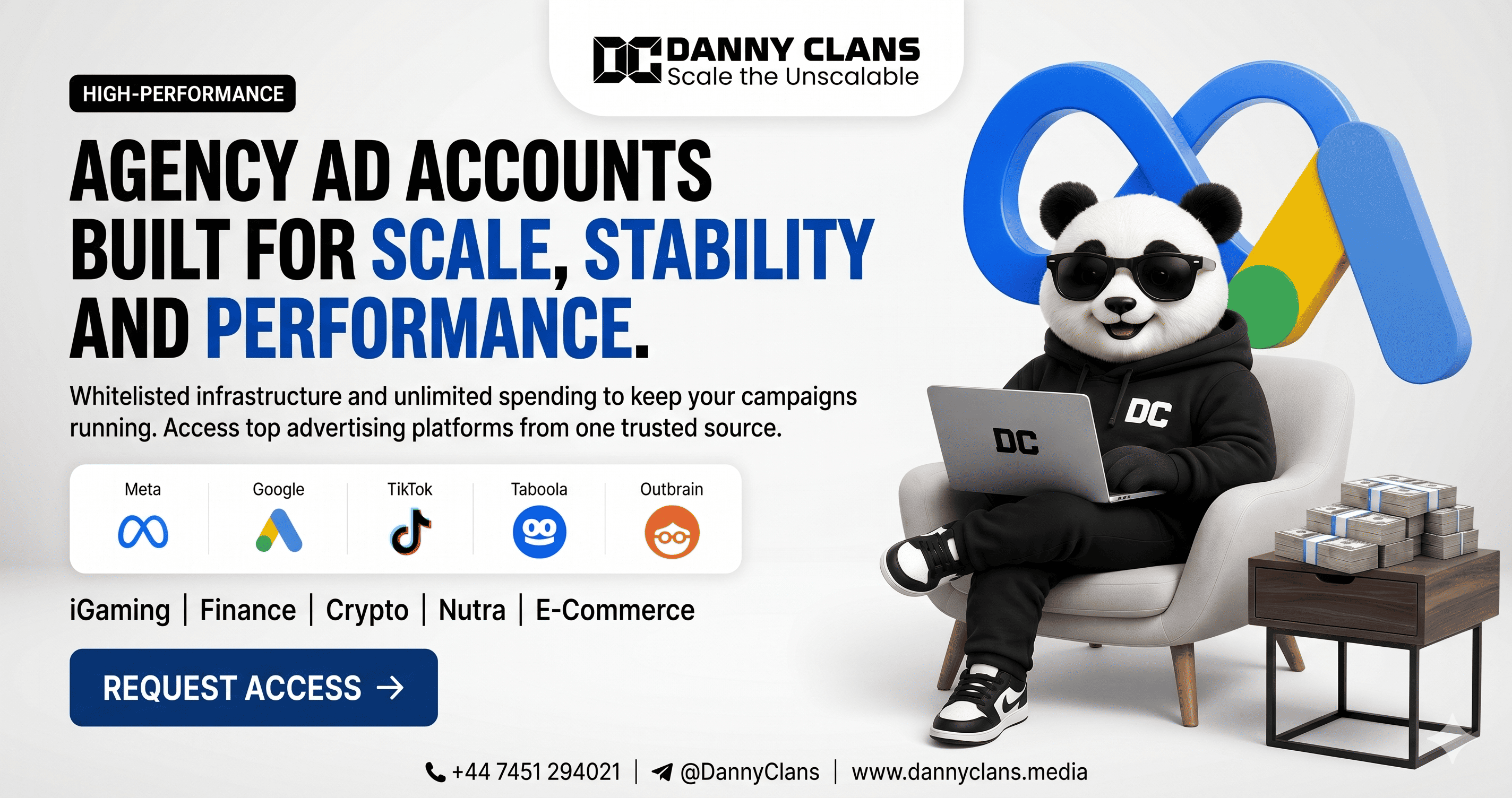 Agency ad accounts built for scale, stability and performance — Danny Clans Media